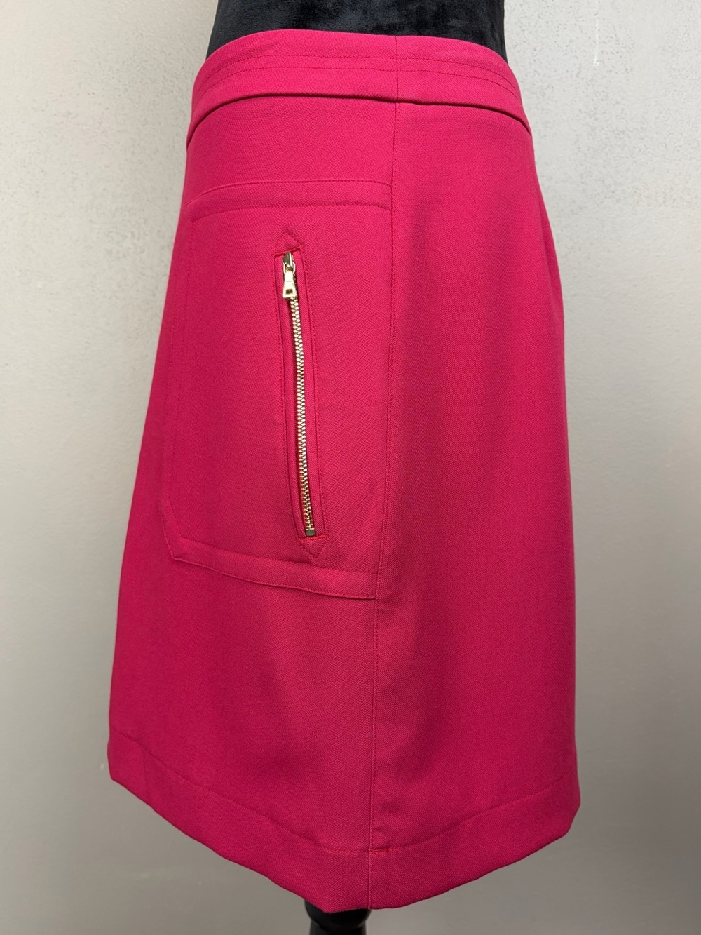 LOFT Pink Magenta Side Zip Pockets Mini Skirt A-Line Career Office Workwear Sz 6 - Picture 5 of 15